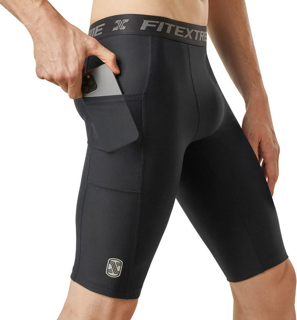 피트엑스 남자 스포츠 5부 포켓 레깅스 타이즈 / 롱드로즈 짐웨어 바이크쇼츠 반바지 레깅스