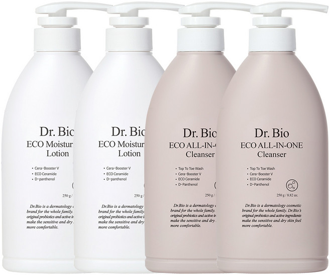 [2+2] 닥터바이오 신생아 아기 촉촉한 보습 에코 로션 250g + 클렌저 250g
