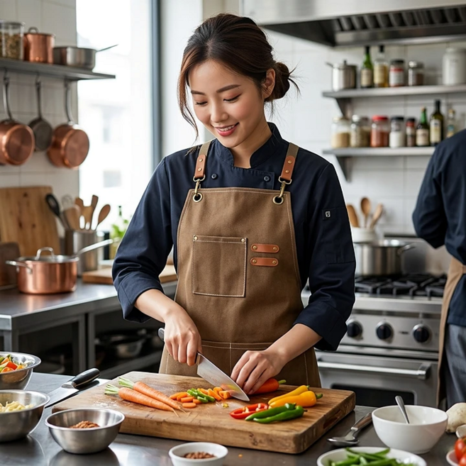 보들이 데님 앞치마 생활방수 프리미엄 남녀공용, 1개, 커피