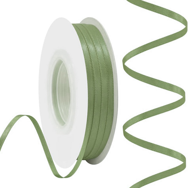 리에본 포장 리본끈 선물포장 얇은 리본, 1개, 43m, 올리브그린