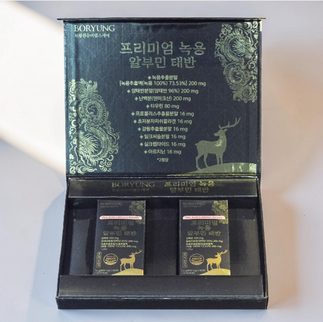 프리미엄 녹용 알부민 태반 난백분 양태반분말 녹용 추출 활령충전 1박스 90정 약국 판매용, 2박스
