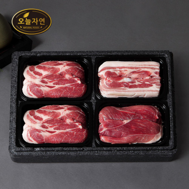 [오늘자연] 한돈 스페셜 구이세트 2호 1.6kg (목살 2팩+삼겹살 1팩+앞다리살 1팩)팩당 400g, 1개