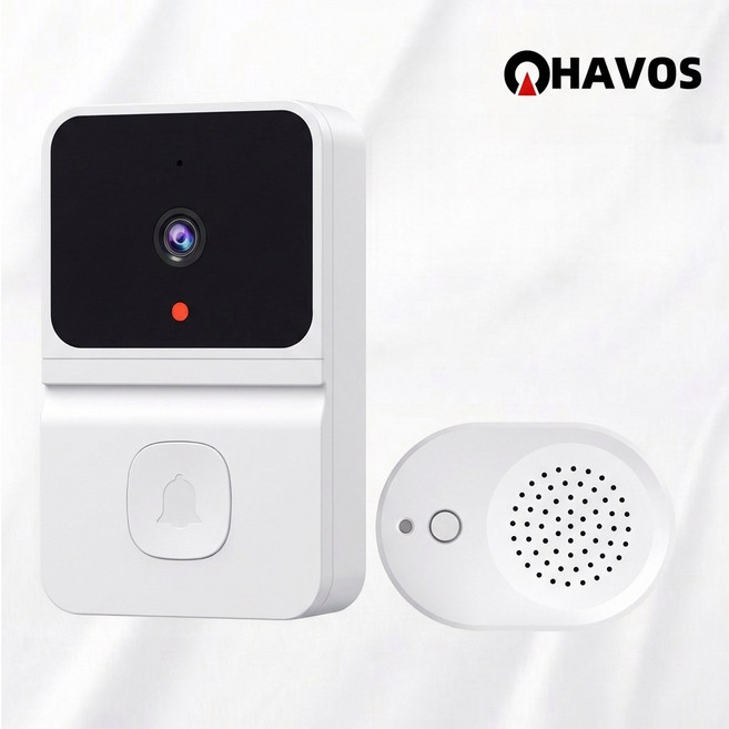 Havos 무선설치 현관인터폰 비디오초인종 앱원격확인 고화질야간촬영 모션감지, 하얀색