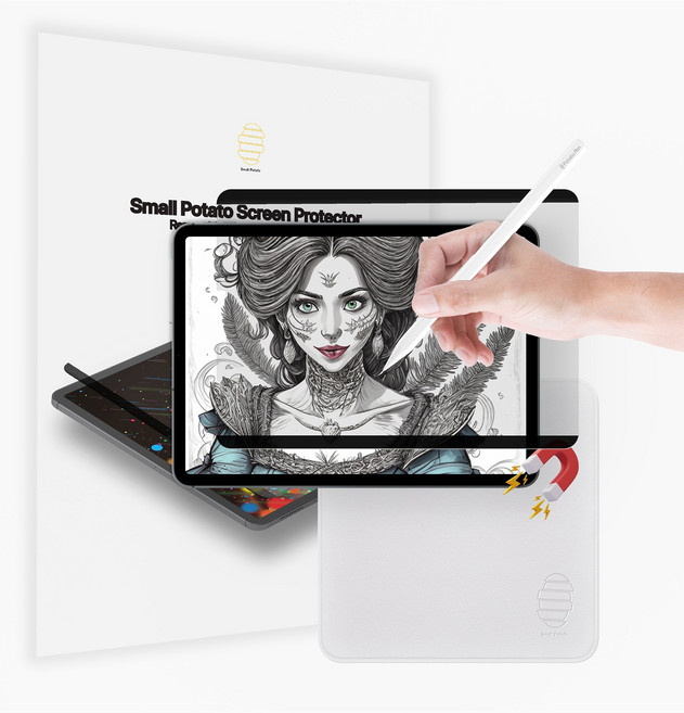 스몰포테이토 아이패드 마그네틱 탈부착 종이질감 액정보호 필름 (+ 광택용 천 set)