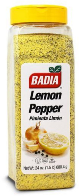 Badia 후추 가루 페퍼 바디아 레몬 시즈닝 24온스 마늘 양파 상큼한 감귤류 블렌드 해산물 채소용, 680.4g, 1개