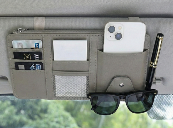 때때홈 차량용 선바이저 수납 포켓 파우치, 그레이