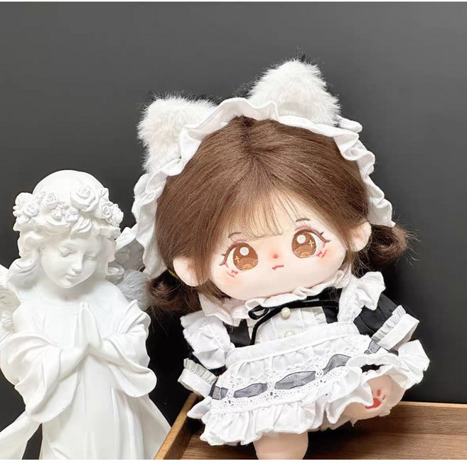 모카돌 10cm 20cm 솜인형옷 고양이 메이드복 3종세트, 블랙, 1개