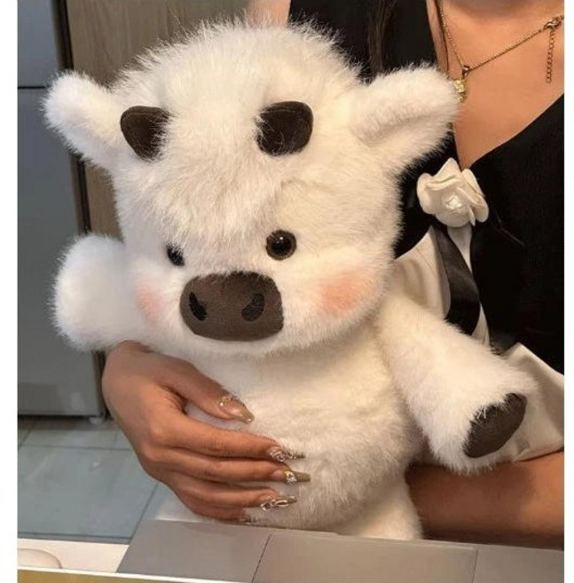 귀여운 하이랜드 소 인형 45 60cm 봉제인형 달리는 송아지 친구 베개 선물 집 장식품 (색상-white 높이-45cm), 1개