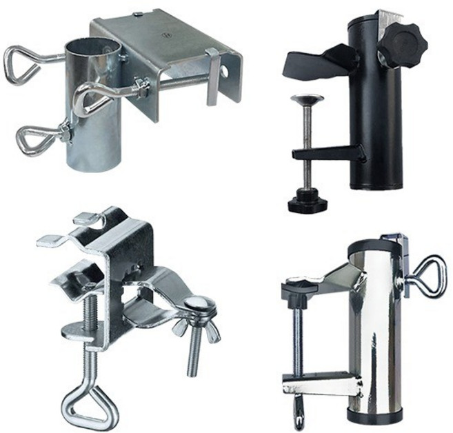 파라솔 꽂이 3종 휴대용파라솔 받침대 파라솔 우산 대형우산 삼지창 지지대 파라솔거치대 기둥형 테이블형, 테이블고정형(블랙), 테이블고정형(블랙)