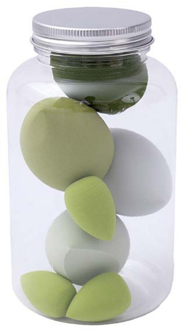 에그컷 물방울 스펀지 병속에 7종 퍼프세트, 1개, 원형병 그린