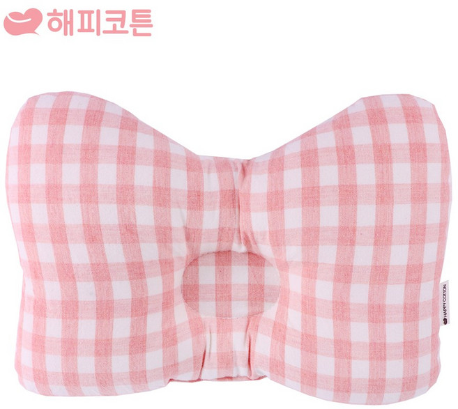 해피코튼 수유베개 수유쿠션 수유팔베개, 수유베개(워싱면)-파스텔체크 핑크