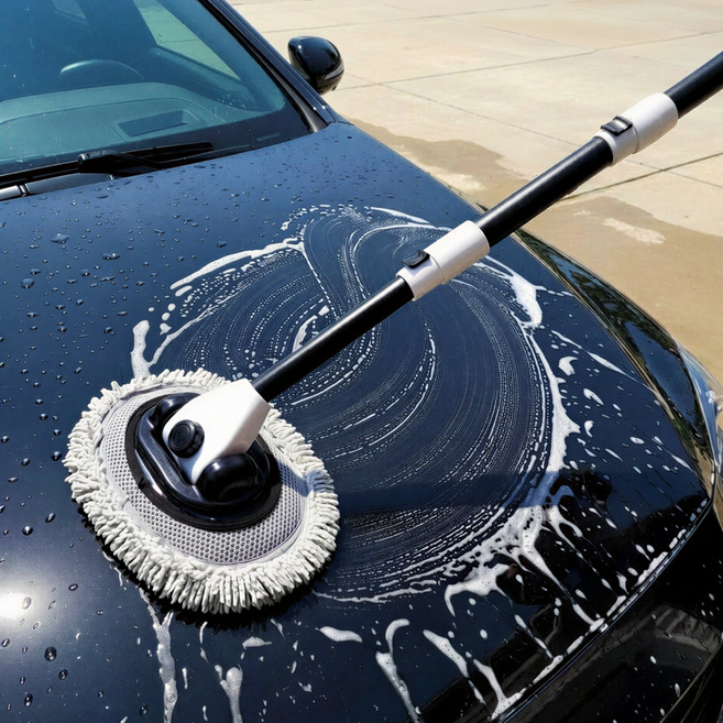 여섯시상점 자동차 차량용 손세차 밀대, 1개, 흑백