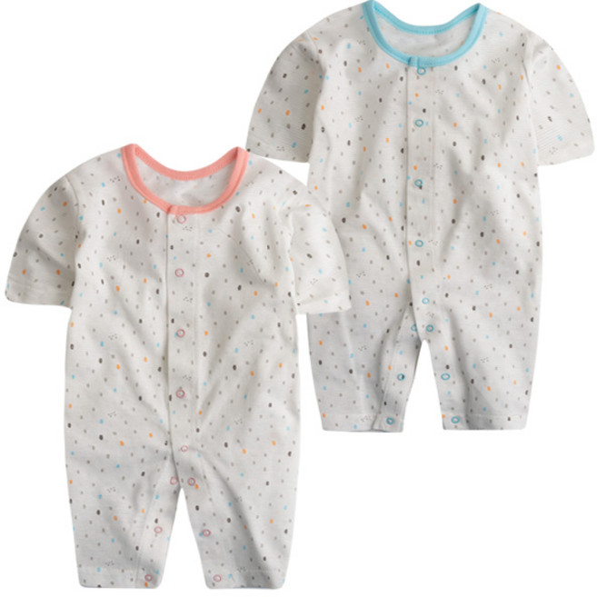 BAEBAE 멩이7부우주복 유아 아기 신생아 여름 옷 7부 자가드 우주복