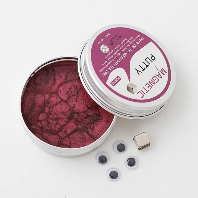 신기한 액체괴물 자석 슬라임 유체 매직 마그네틱 클레이 감압 완구 액체자석장난감 슬라임 개학 선물 실리콘 재질 (장식용 작은 안경 렌즈를 함께 제공), 마그네틱 퍼플 [1개] [자석+눈 보내기], 1개