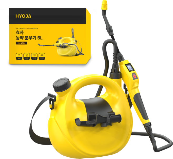 효자 전동 농약분무기 5L 충전식 농약 살포기 충전 압축 방역 자동 제초제 분사기, 노랑, 1세트