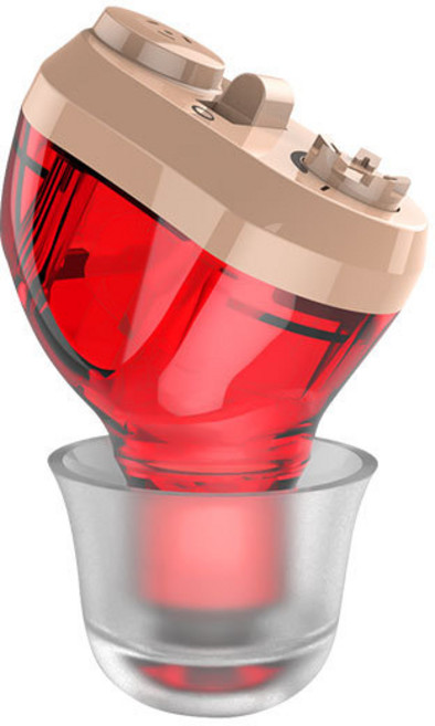 노인보청기 음성증폭기 USB 충전 가능, 레드, 1개