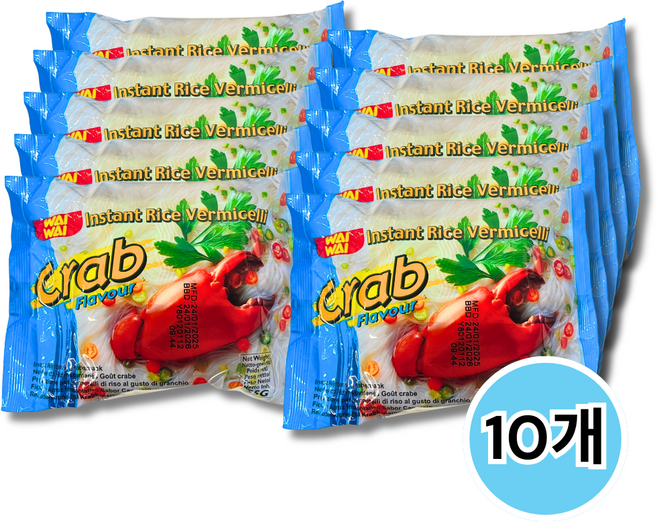태국 와이와이 라이스 버미셀리 크렙 라면 55g, 10개