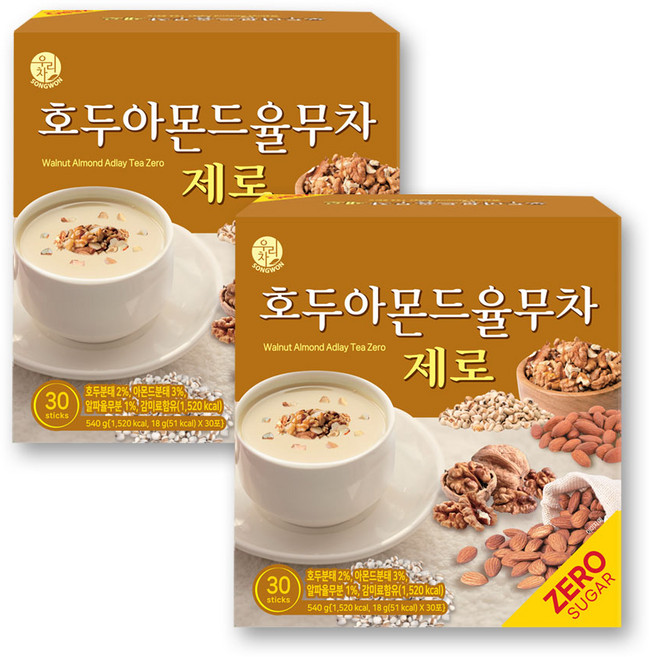 우리차 송원식품 호두아몬드 율무차 제로, 18g, 30개입, 2개