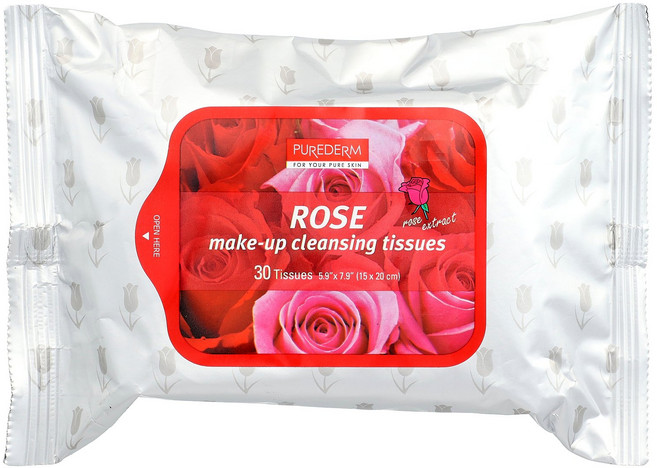 Purederm 메이크업 클렌징 티슈 로즈 티슈 30개 Purederm (퓨어덤), Purederm, 메이크업 클렌징 티슈, 로즈, 티슈, 1