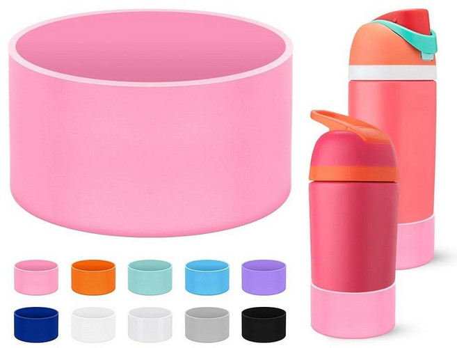 Mokoart Silicone Boot Compatible with Owala Kids Water Bottle 16/14 oz Anti-Slip Rubber Bottom Pr, 라이트 핑크