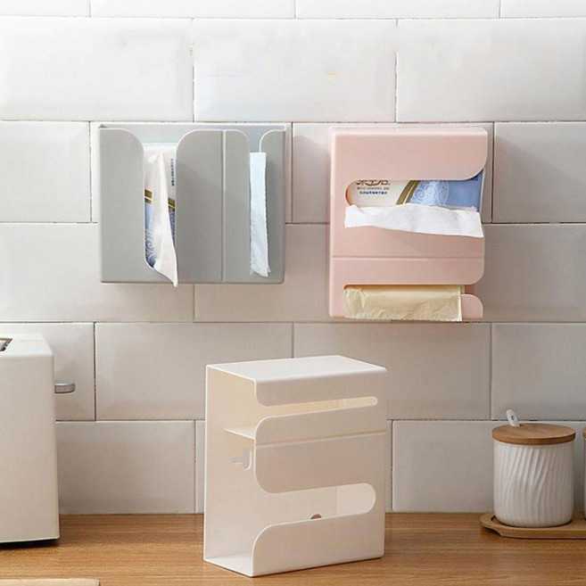 티슈 2단 티슈케이스 싱크대 음식물 쓰레기통 물티슈, 화이트, 1개