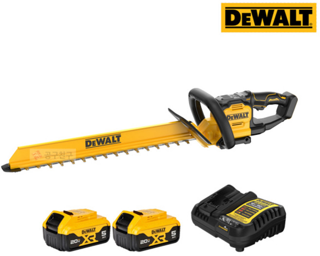 디월트 DCMHT567P2 충전 전정기 20V MAX 5.0Ah 배터리 2팩 날길이 61cm 브러쉬리스 헤지트리머 전지톱 가지치기 조경 정원관리, 1개