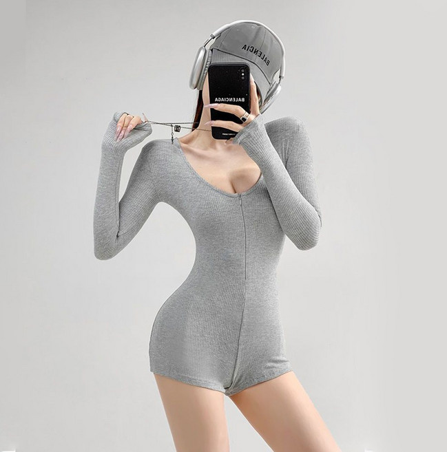 besteffie 여성 운동용 점프수트 긴팔 바디슈트 헬스복 요가복 탄성 소재 스포츠 스판 K89