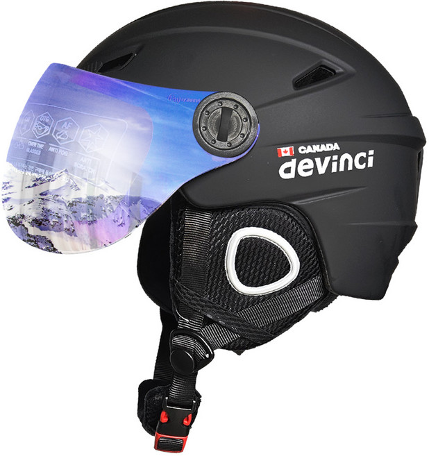 드빈치 스키헬멧 고글일체형 경량 스노우보드 헬멧, 매트블랙, 1개
