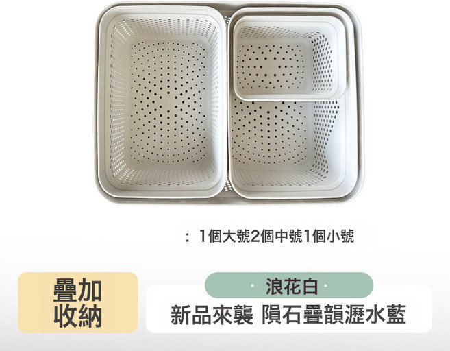 DFMEI 家用加厚廚房瀝水籃洗菜盆瀝乾籃筐套裝洗碗池雙層瀝水盆, 1個, 如圖