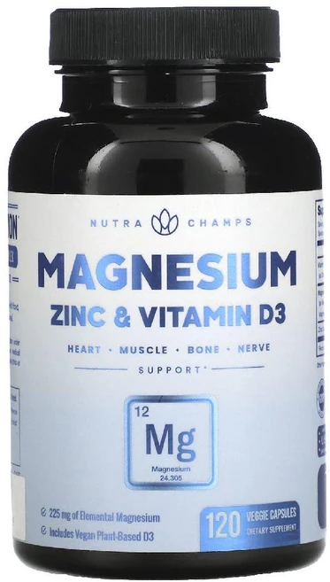 NutraChamps 마그네슘 아연 비타민D3 베지 캡슐 120정, 1개 - 쿠팡