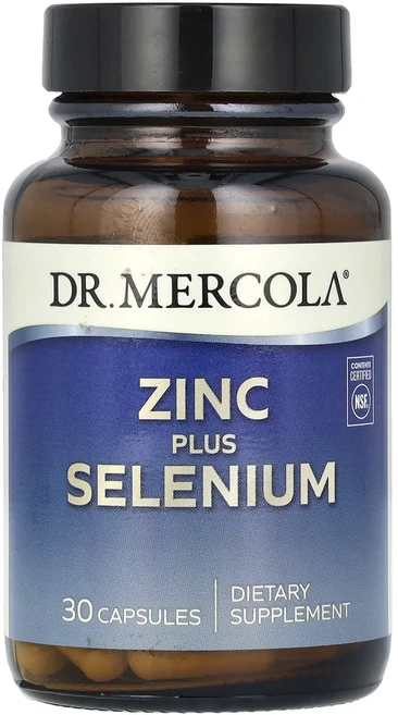 단백질 비타민 철분 마그내슘 칼슘 Dr. Mercola 아연 플러스 셀레늄 캡슐 30정 고루고루섭취해주세요, Dr Mercola 아연 플러스 셀레늄 캡슐 30정, 1개 - 쿠팡