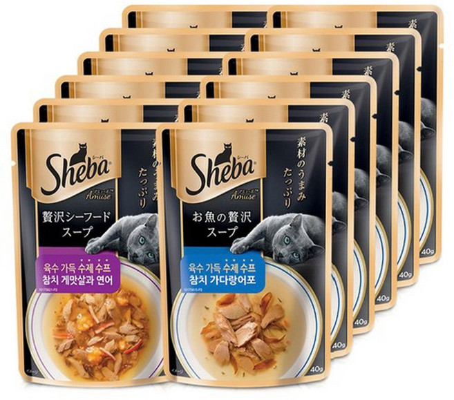쉬바 고양이 간식 수제수프, 참치 가다랑어포, 40g, 12개