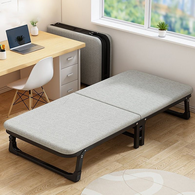 휴대용 싱글 침대 1인 접이식 간이 침대 사무실 낮잠 침대, 연회색