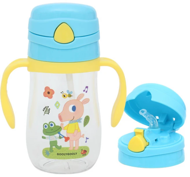 굴리굴리 빨대물통 [원터치 양손빨대 350ml-PM129] [M0753], 혼합색상, 1개 - 쿠팡