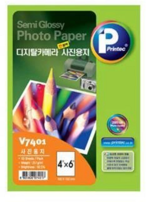 프린텍 광택포토용지, (V7401/4X6"/251g/10매) 2개, 2개