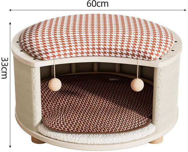 猫咪睡袋冬季保暖防寒猫窝封闭式安全感大号被窝睡眠隧道猫床拖鞋, 1개, 대형 사계절 오렌지 체크 쿠션