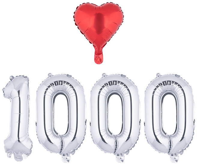 아트포유 1000일 천일 풍선 세트 5P, 1개, 화이트 골드 1000