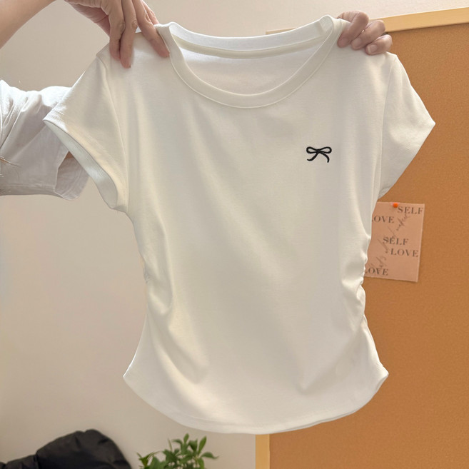 러브베리 여성 리본컬러 반팔 면 티셔츠 JL0147A