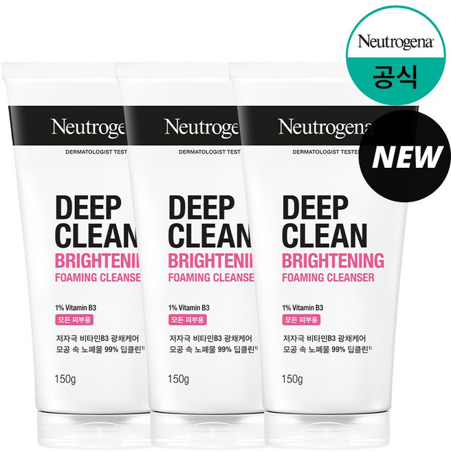 뉴트로지나 딥클린 브라이트닝 포밍 클렌져, 150g, 3개