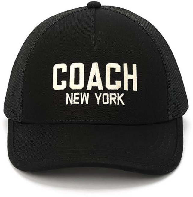 코치 Coach 여성용 COACH 뉴욕 트러커 모자 분필 미디엄-라지, Medium-Large, Black