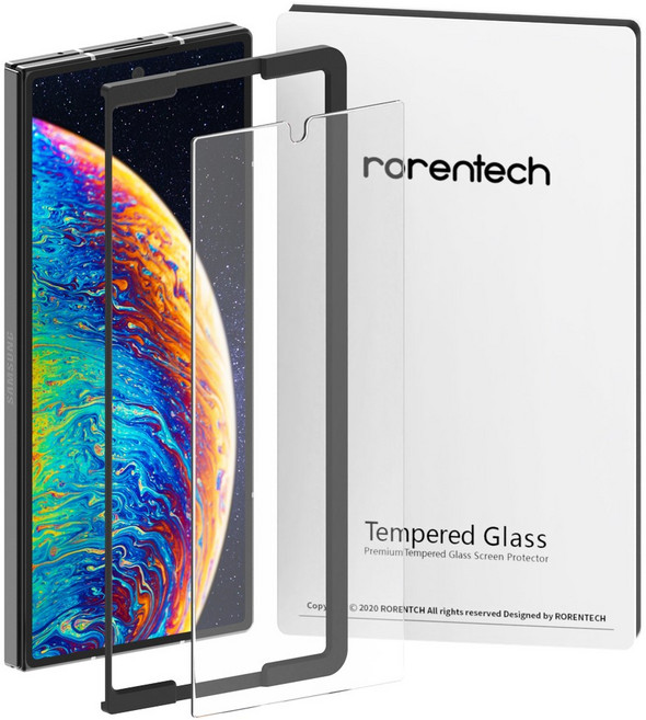 로랜텍 풀커버 지문인식 호환 강화유리 휴대폰 액정보호필름, 1세트