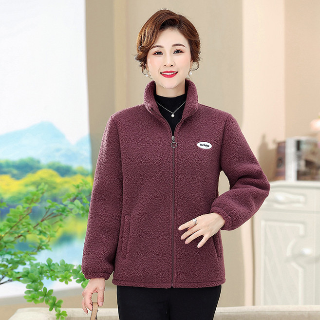 에쥬아 여성 플리스 뽀글이 집업자켓 코트 엄마옷 후리스 점퍼 할머니 겨울옷