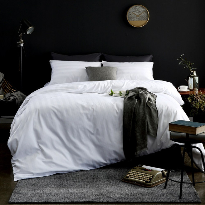 호텔 베딩 60수 순면 100% 이불커버, 이불커버 Q, 스트라이프 3cm