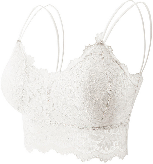 MZ 시크릿 더블스트랩 노와이어 브라 섹시 레이스 캡내장 뷔스티에 탑나시