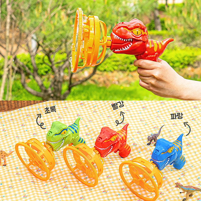 비눗방울총 공룡이중버블건 비누방울기계 대형자동버블건 KC인증, 초록