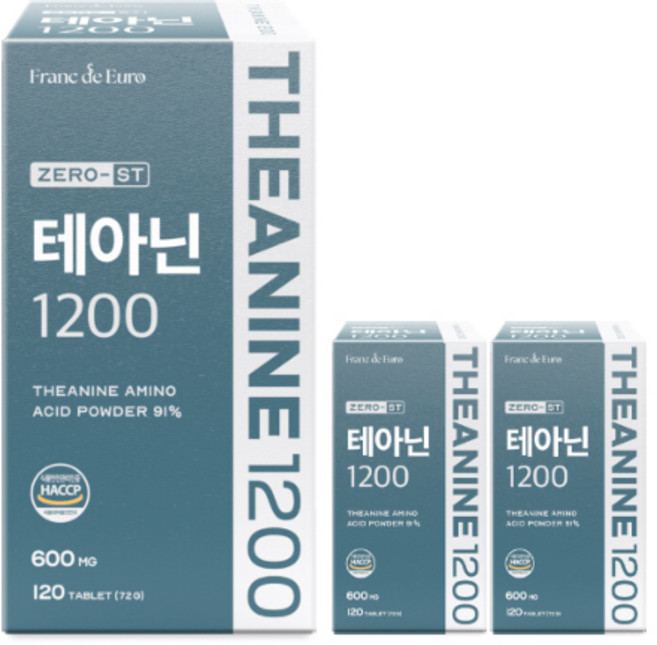 제로-스트 테아닌 1200 [함량 91%] HACCP 식약청인증, 3개, 120정