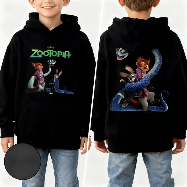 올스토어 【Zootopia 2】닉 와일드와 주디 홉스 프린트가 있는 남성 후드티 가을 겨울 신상품 코튼 캐주얼, 01 L, 07 1127-JCS-wzm-19