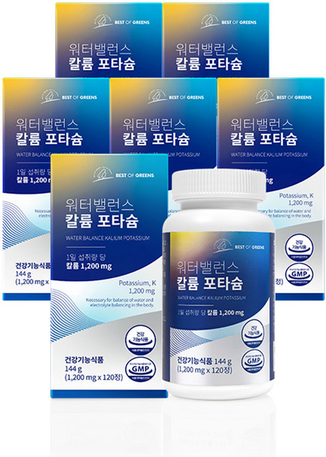 워터밸런스 칼륨 포타슘 1200mg, 6개, 120정