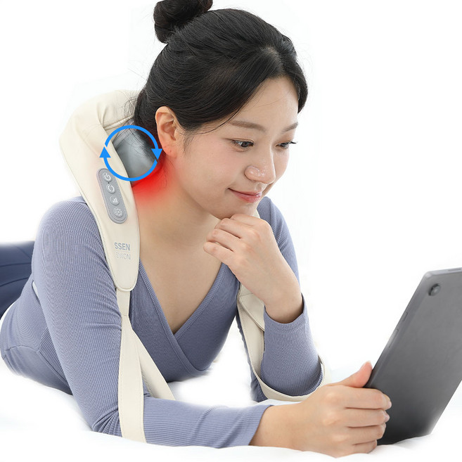 리빙웰 쎈시원 목 어깨 마사지기 온열 무선 USB충전 다기능 손맛 안마기