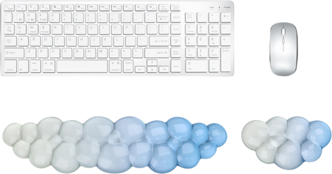 왓플로어 구름 마우스 팜레스트 키보드 그라데이션 젤리 마우스 패드 키보드 손목 받침대, 블루베리링, 1세트, 블루그라데이션